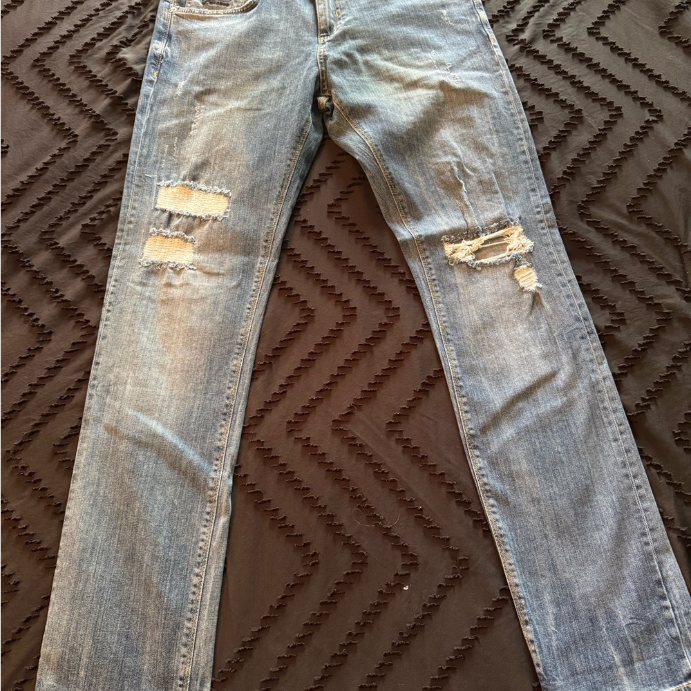 Superdry Men's Distressed Blue Jeans